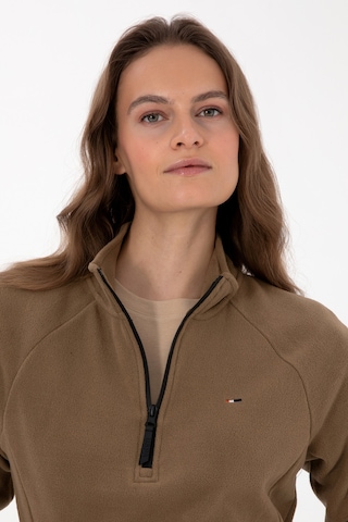U.S. Polo Assn. Kadın Haki Fermuarlı Dik Yaka Polar Sweatshirt 50316714-VR027