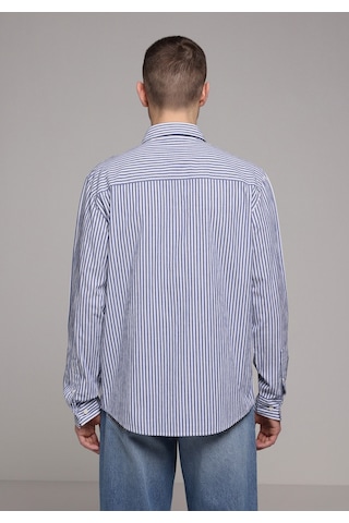 Colin's Colins Regular Fit Shirt Neck Çizgili Erkek Mavi Uzun Kol Gömlek Cl1078078 Q1.v2 Ble Mavi