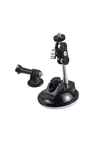 Geeroyoo Siyah Abs+metal Emici Cup Stant, İki Toplu Kafa İle 360 Döner, 450g Yük Kapasitesi, Spor Kamera Ve Telefon Uyumlu