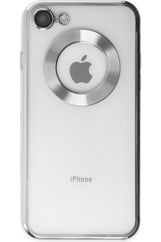 Apple Uyumlu iPhone 8 Yanları Renkli Lens Korumalı Logo Gösteren Şeffaf Luxury Kılıf - Rose Gold