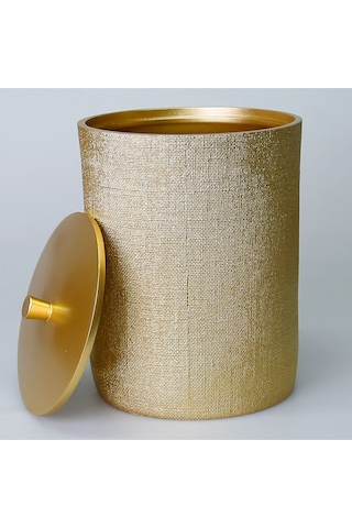 Linen Çöp Kovası Altın Siyah