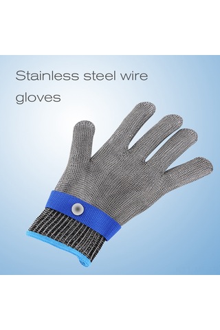 Mufunye M Beden Çelik Tel Eldiveni Tek Adet - Kesiciye Dayanıklı, Pikanç Ve Çizik Korumalı, Saçaklı Mavi, Sağ-sol El Uyumlu