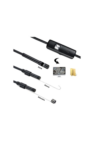 Endoskop 3 İn 1 Yılan Kamera Usb Micro Usb Type-c 10m Sert Kablo