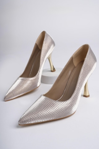 Muggo Yowel Garantili Sivri Burun Kadın Topuklu Stiletto Ayakkabı Rose Pudra