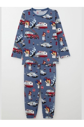 Breeze Erkek Çocuk Araba Baskılı Pijama Takım-15361 İndigo