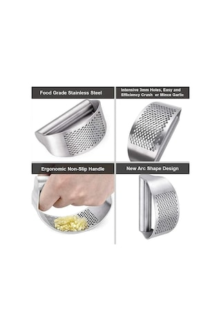 Zyzqstore Paslanmaz Çelik Manuel Sarımsak Kırma Makinesi, Sarımsak Presi, Gül Kırmızı, Ev Yemekleri İçin Gül Kırmızısı