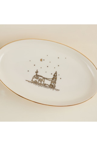 Aryıldız New Year Feast Kayık Tabak 20 Cm Çok Renkli