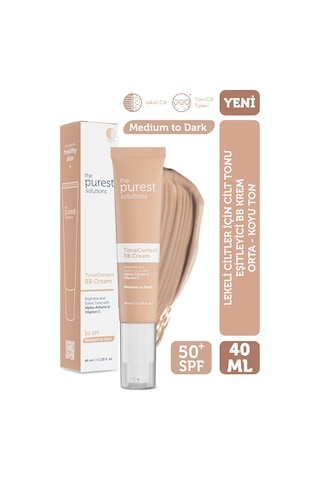 The Purest Solutions Lekeli Ciltler İçin Cilt Tonu Eşitleyici BB Krem ,SPF 50 + 40 ml – Orta / Koyu Ton