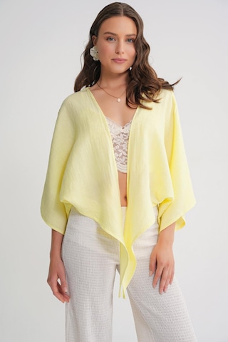 Mixray 4723 Kadın Önü Bağlamalı Bolero Bluz Sarı