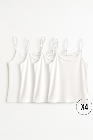 Kız Çocuk %100 Pamuk 4'lü Atlet 3-4 Yaş 8-9 Yaş Beyaz