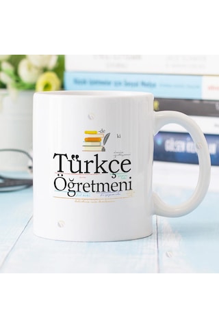 Kişiye Özel Türkçe Öğretmeni Fotoğraflı Yazılı Kupa Bardak