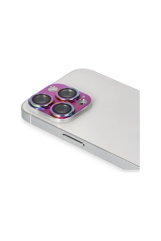 Newface Apple Uyumlu iPhone 13 Pro Max Pers Alüminyum Kamera Lens Glblseme - 38 - Rainbow -