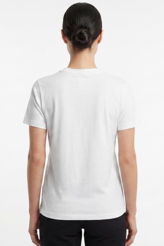 Goffra Kadın Vision Bisiklet Yaka Premium Kalite Yoğun Dokulu Pamuklu T-shirt Beyaz W101-r0220-01