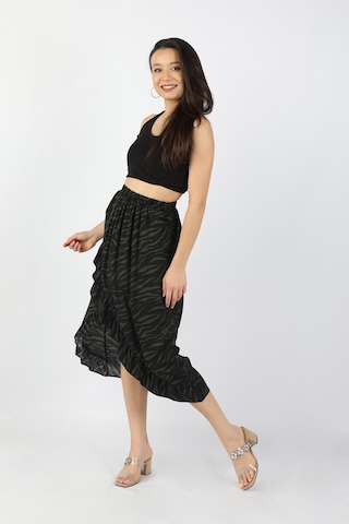 Kadın Fırfırlı Viskon Etek Çok Renkli