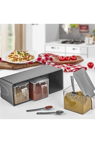 3 Lü Baharatlık Set Duvar Askılı Royaleks-l677 Asorti