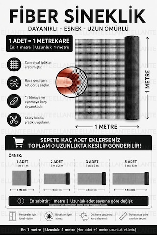 1 Metre X 1 Metre Fiber Sineklik Teli Dayanıklı Fiberglas Pencere Sinekliği, Hava Geçirgen, Kolay
