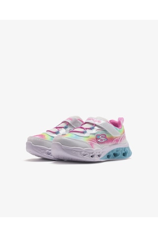 Skechers Flutter Heart Lights - Groovy Swirl Küçük Kız Çocuk Beyaz Işıklı Spor Ayakkabı 303253n Wmlt Beyaz
