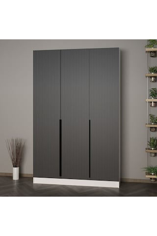 Minar Kale 210 Cm 3 Kapaklı 1b Raf Portmanto Byz Mbr Çizgili Ant
