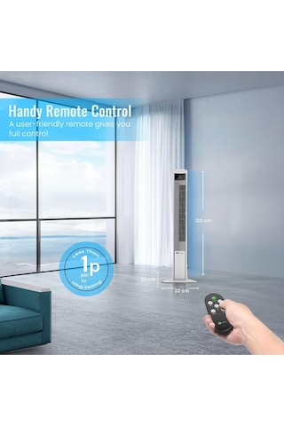 Hava Temizleme Cihazlı Ve Dc Motorlu Kule Fan 120cm, 12 Hız, 4 Mod, Led Ekran, Sessiz Ve Salınımlı