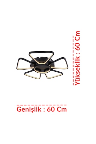 3 Renkli Modern 6 Kollu Plafonyer Led Tavan Avizesi Siyah Geometrik Salon Aydınlatma