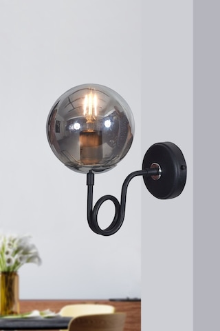 Luzarana Gali Krom-siyah Metal Gövde Füme Camlı Tasarım Aplik Sarı