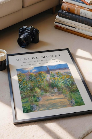 Claude Monet The Artist's Garden At Vetheuil Çerçeveli Tablo - Eklektik Tarz Duvar Dekoru
