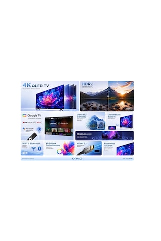 Onvo 50VQ90F3UB 50" 127 Ekran Uydu Alıcılı 4K Ultra HD Google Smart QLED TV