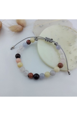 Vaoov Aşk Tılsımlı Doğal Taşlı Gümüş Bileklik