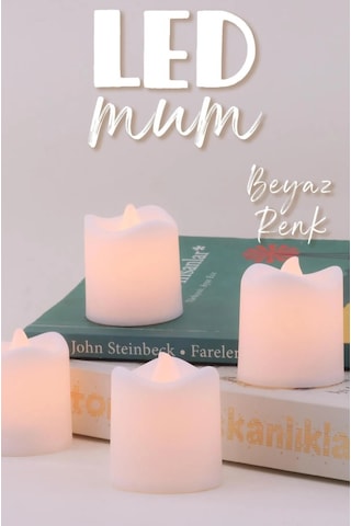 8 Adet Mat Beyaz Mini Led Mum Seti Pilli Dumansız Alevli Ledli Dekoratif Yapay Mum Dekor Işığı Beyaz