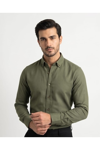 Özeniş Erkek Cepsiz Pamuklu Uzun Kollu Oxford Slim Fit Gömlek Siyah