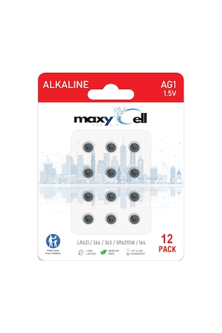 Maxycell12 Adet Ag6 370,371,lr921,lr69,sr920w 1.5v Alkalin Düğme Pil