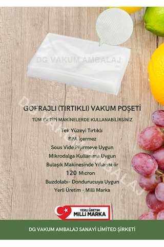 Tırtıklı Vakum Makinesi Poşeti - Torbası -20 X 30 Cm - 1 Kilo