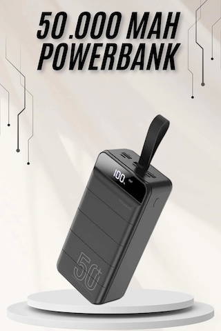 Powerbank Çoklu Şarj Girişi 50.000 Mah Taşınabilir Dijital Göstergeli Çok Renkli