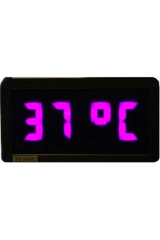 Dijital Led Duvar Ve Masa Saat Ve Derece - Mor Kasa Ölçüsü: 15x37 Cm