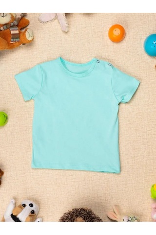 Chic Panda Çocuklar İçin Günlük Kullanım İçin Düğmeli Temel Tişört Seti 115429132 Açık Mavi