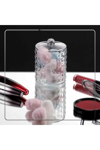 2' Li Silindir Kapaklı Pamuk Organizeri Makyaj Organizeri