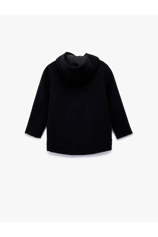 Koton Kapşonlu Düğmeli Uzun Kollu Yün Karışımlı Kaban Lacivert 6wkb00018tw Lacivert