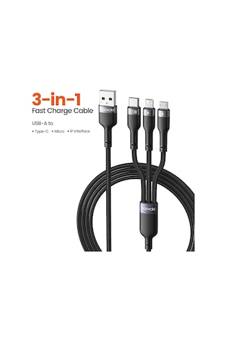 Toocki 100 W 3 İn 1 Usb 6A Hızlı Şarj Kablosu