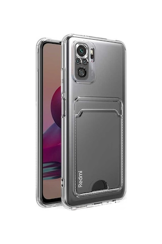 Kvy Xiaomi Poco M5s Kamera Korumalı Kartlıklı Setra Şeffaf Silikon Kılıf