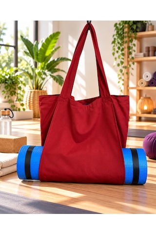 Mat Taşıma Çantası Yoga Fitness Silindir Antrenman Çantası - Çantalı Fermuarlı Mat Taşıma Çantası Kırmızı