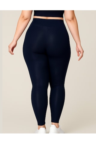 Alya Underwear Büyük Beden Tayt Dalgıç Kumaş Yüksek Bel Lacivert