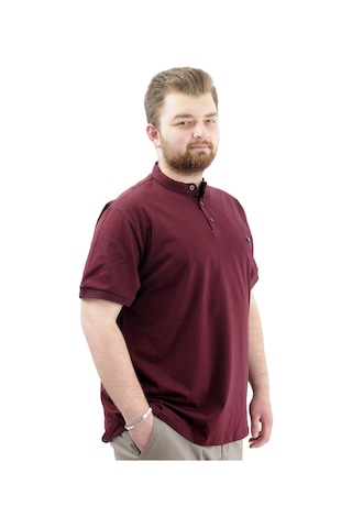 Mode Xl Büyük Beden Erkek Tişört Düğmeli Hakim Yaka T-shirt U24339 Mürdüm Mürdüm