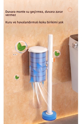 Manyetik Duvara Monte Tek Kullanımlık Tuvalet Fırçası Seti 360 Esnek Sünger Başlıklı Wc Klozet Te Beyaz