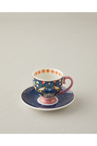 English Home Wingy New Bone China 4 Parça 2 Kişilik Kahve Fincan Takımı 100 Ml Lacivert Lacivert
