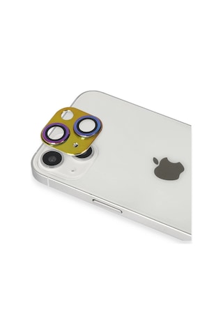 Apple iPhone Uyumlu 13 Pers Alüminyum Kamera Lens - Rainbow Çok Renkli