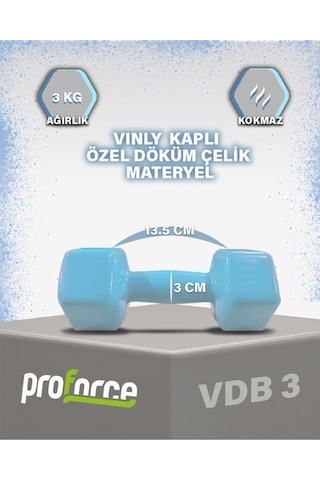 Proforce Vdb Dışı Vinil Kaplı Içi Çelik Döküm Ağırlık Dambıl 3 Kg