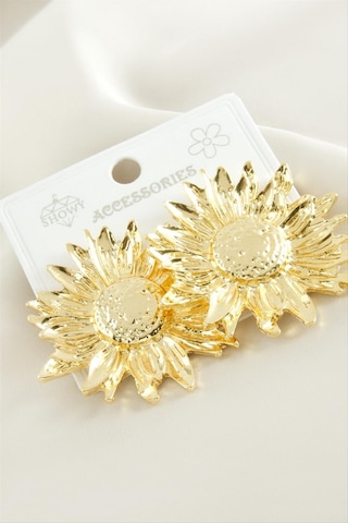 Gld-spt- Ay Çiçek Metal Küpe - Gümüş Rengi