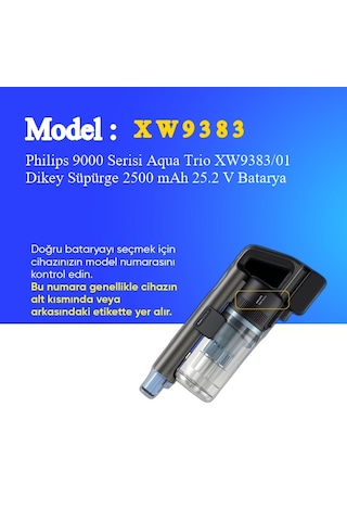 Philips 9000 Serisi Aqua Trio Xw9383/01 Dikey Süpürge 2500 Mah 25.2 V Batarya