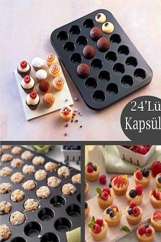24'lü Ve 12'li Muffin Cupcake Kapsüllü Muffin Kalıbı Yüksek Kaliteli Yanmaz Yapışmaz Turta Tepsi Çok Renkli