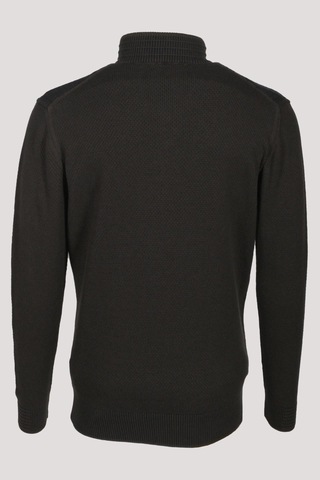 Erkek Triko Yarım Fermuarlı Triko Haki Slim Fit Desenli Pamuklu Knitwear Ncs Jeans 3709 Haki